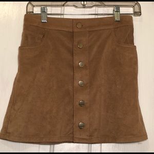 Suede button down skirt